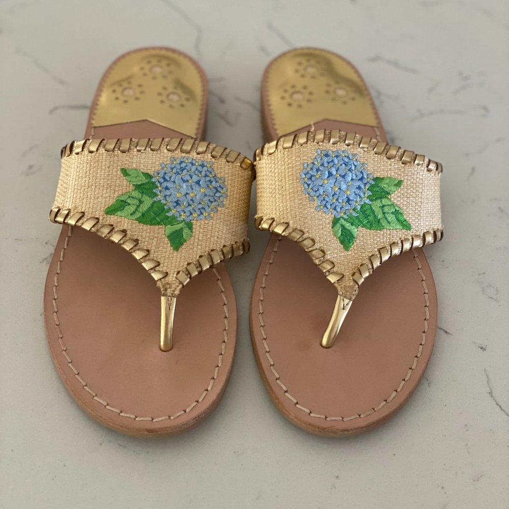 Jack Rogers Blue Hydrangea Sandals Size 7 M